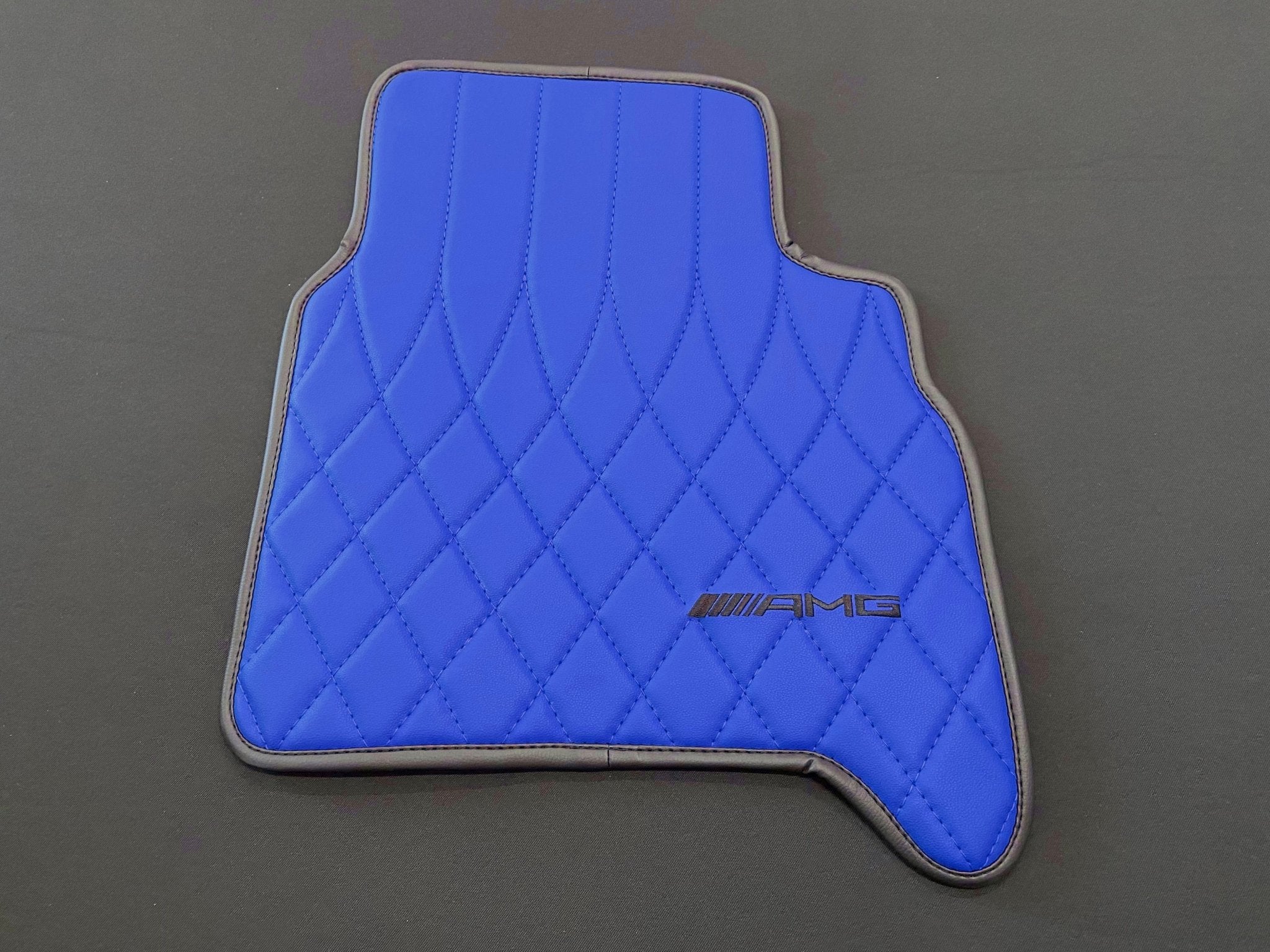 Mercedes-Benz W463A G63 G500 Floor Mats Soft Blue Leather Black Stitching Logo Emblem - Custom Class