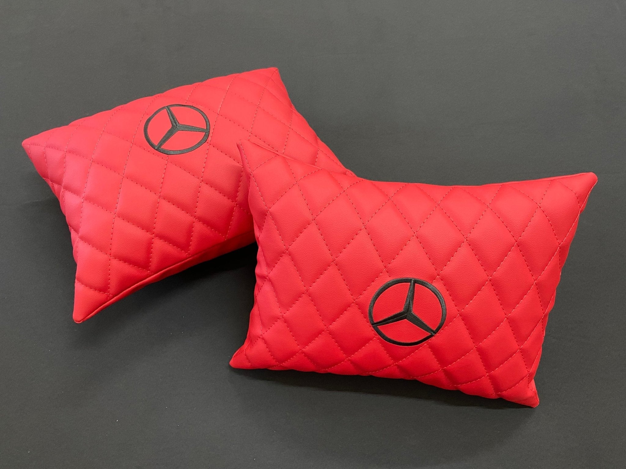 Mercedes-Benz W463A G63 G500 Floor Mats Soft Red Leather Black Stitching Logo Emblem - Custom Class