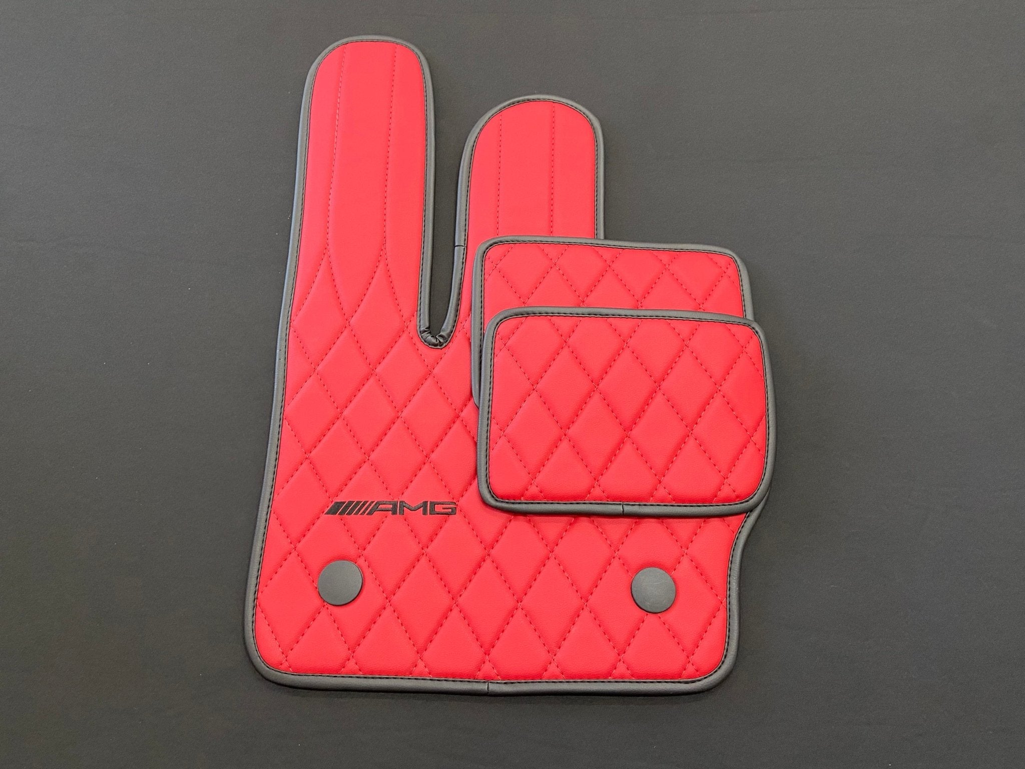 Mercedes-Benz W463A G63 G500 Floor Mats Soft Red Leather Black Stitching Logo Emblem - Custom Class