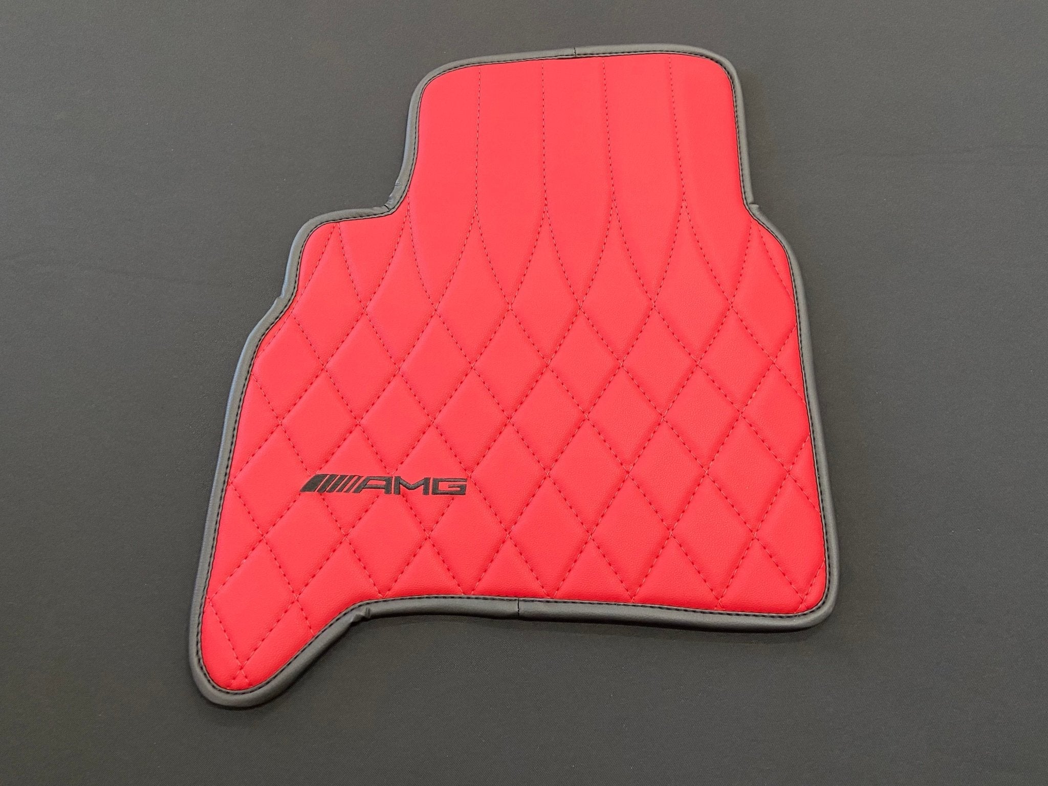 Mercedes-Benz W463A G63 G500 Floor Mats Soft Red Leather Black Stitching Logo Emblem - Custom Class