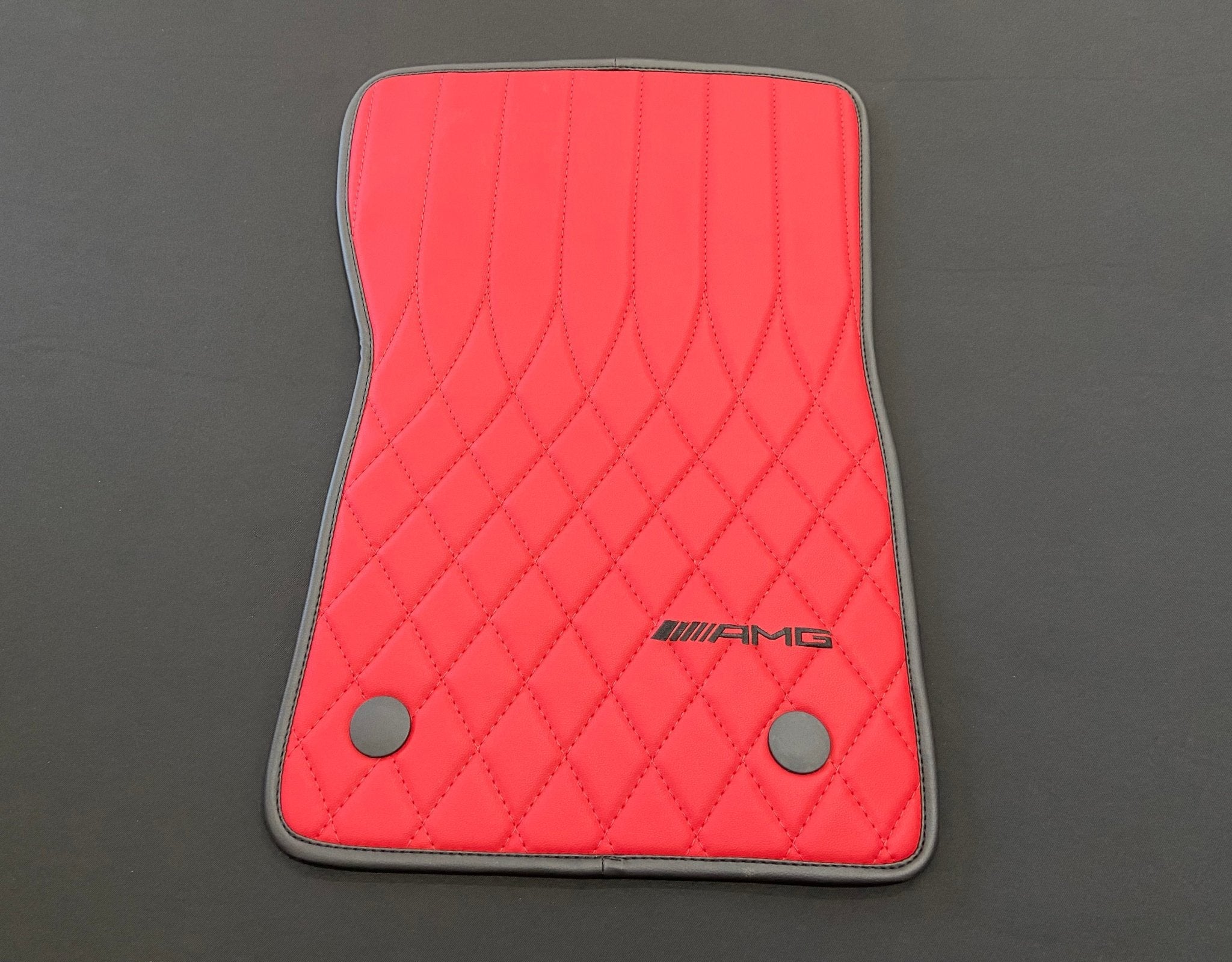 Mercedes-Benz W463A G63 G500 Floor Mats Soft Red Leather Black Stitching Logo Emblem - Custom Class