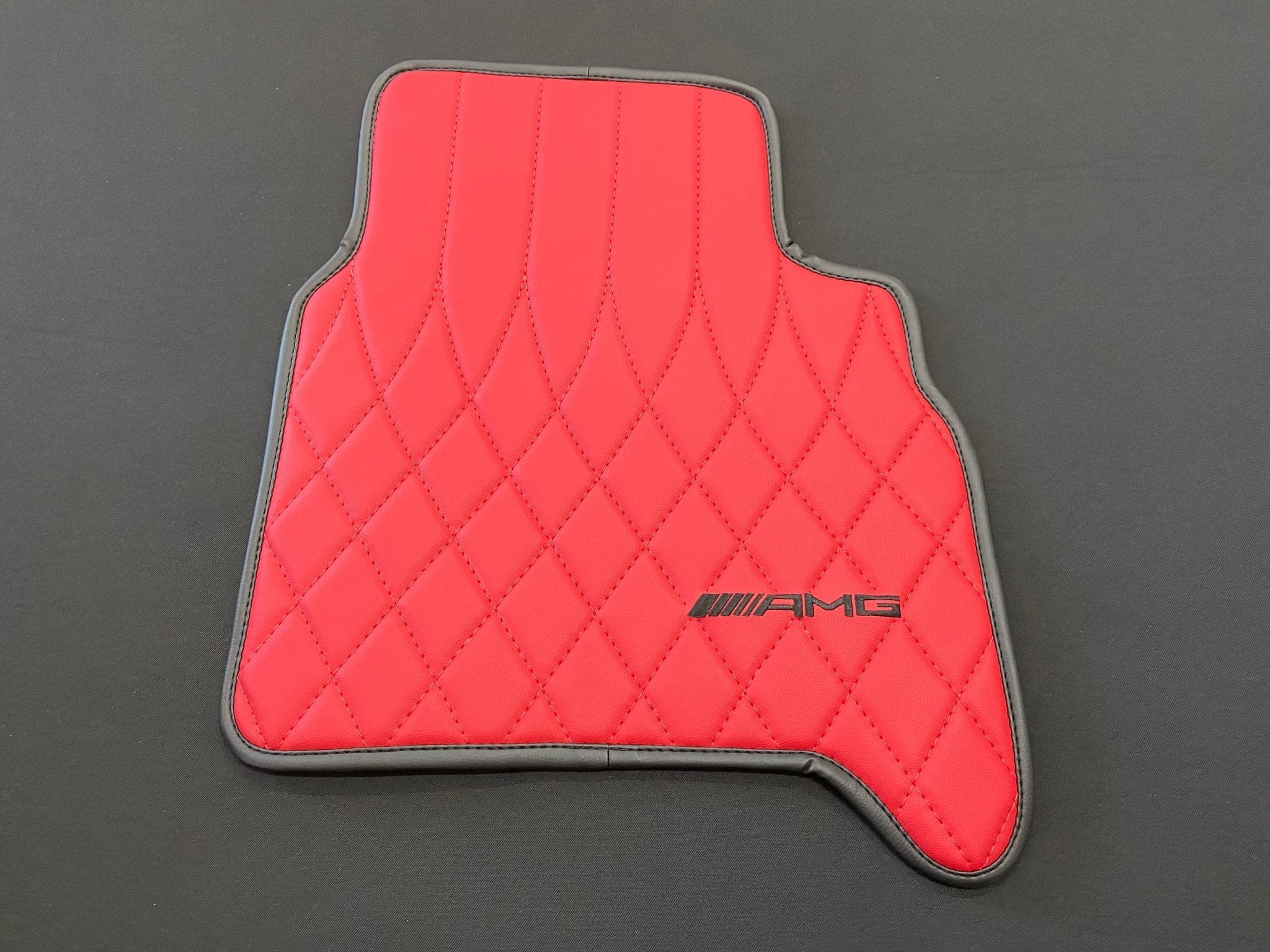 Mercedes-Benz W463A G63 G500 Floor Mats Soft Red Leather Black Stitching Logo Emblem - Custom Class
