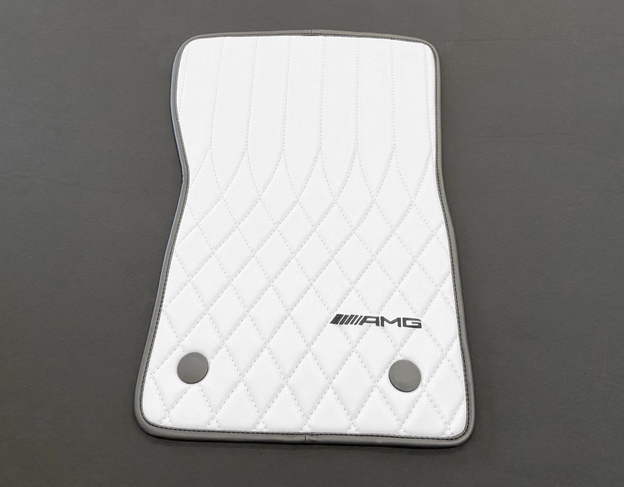 Mercedes-Benz W463A G63 G500 Floor Mats Soft White Leather Black Stitching Logo Emblem - Custom Class