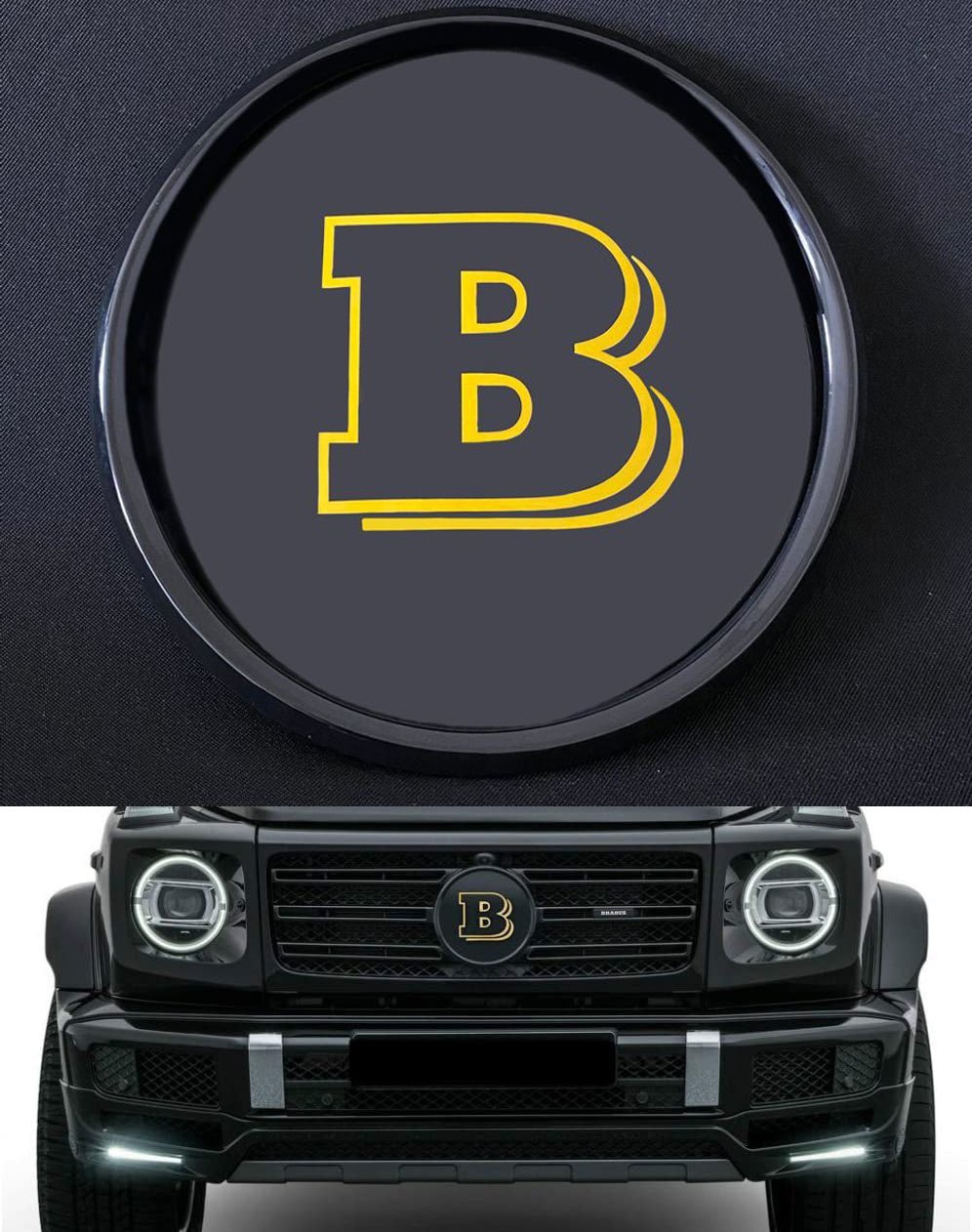 Mercedes-Benz W463A W464 G-Class G-Wagon G63 G500 front grille black gloss Brabus style badge logo emblem Golden - Custom Class