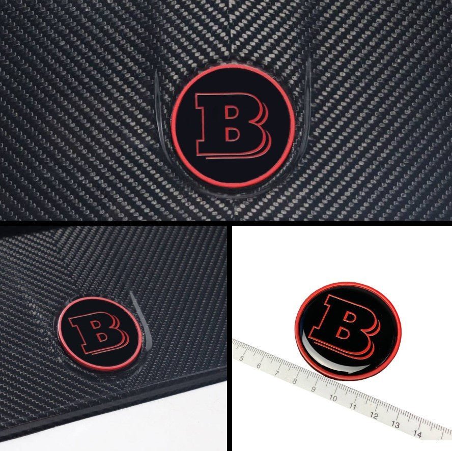 Metal 2-component black with red Brabus badge logo emblem for hood scoop Mercedes-Benz W463 W463A W464 G-Class - Custom Class