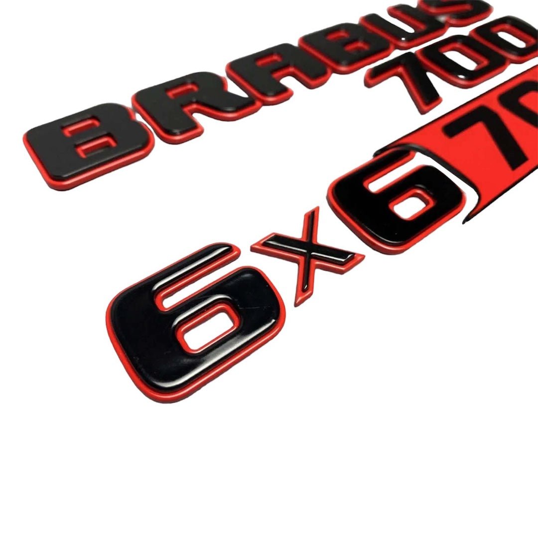 Metal Brabus 700 6x6 Style red with black emblems badges set for Mercedes-Benz W463 6x6 - Custom Class