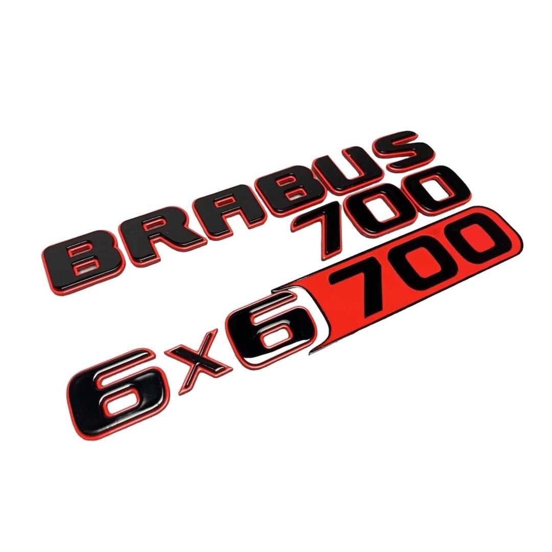 Metal Brabus 700 6x6 Style red with black emblems badges set for Mercedes-Benz W463 6x6 - Custom Class