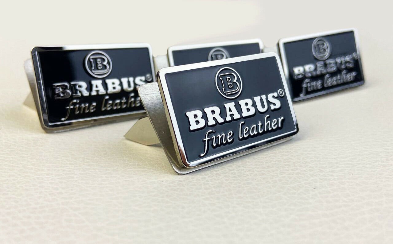 Metal Brabus Fine Leather black seats emblems badges logos set for Mercedes-Benz W463 W463A G-Class - Custom Class