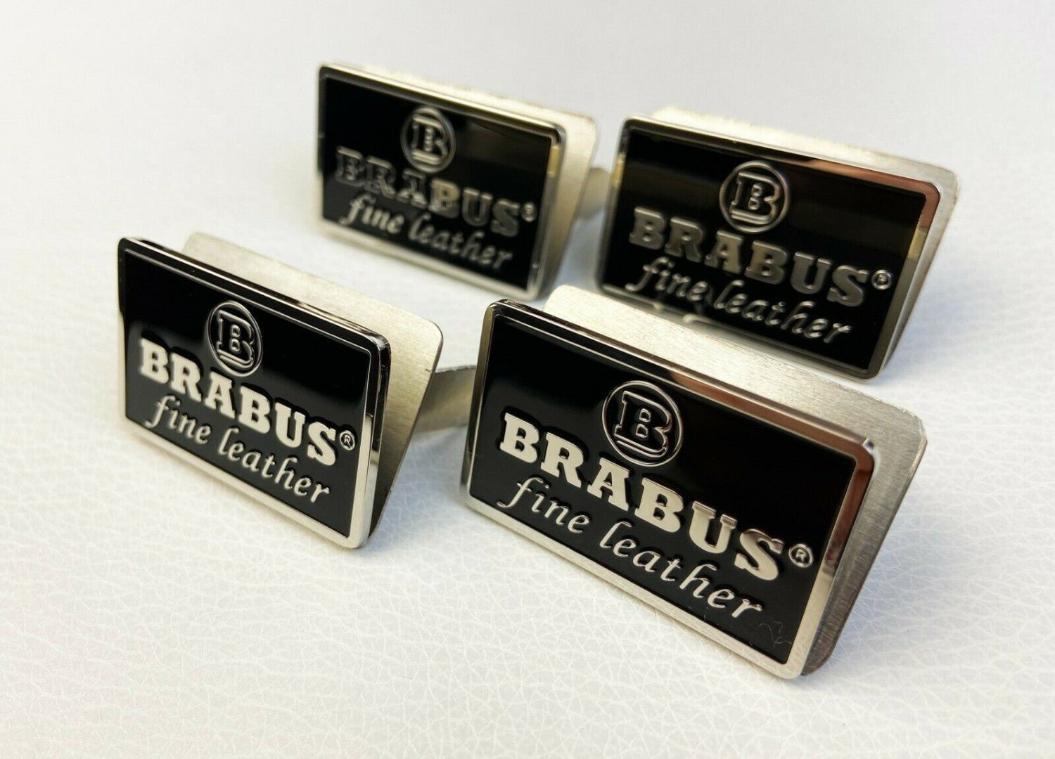 Metal Brabus Fine Leather black seats emblems badges logos set for Mercedes-Benz W463 W463A G-Class - Custom Class