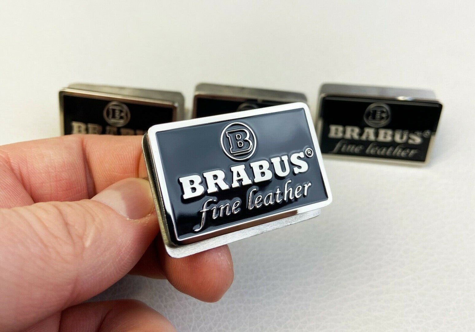 Metal Brabus Fine Leather black seats emblems badges logos set for Mercedes-Benz W463 W463A G-Class - Custom Class
