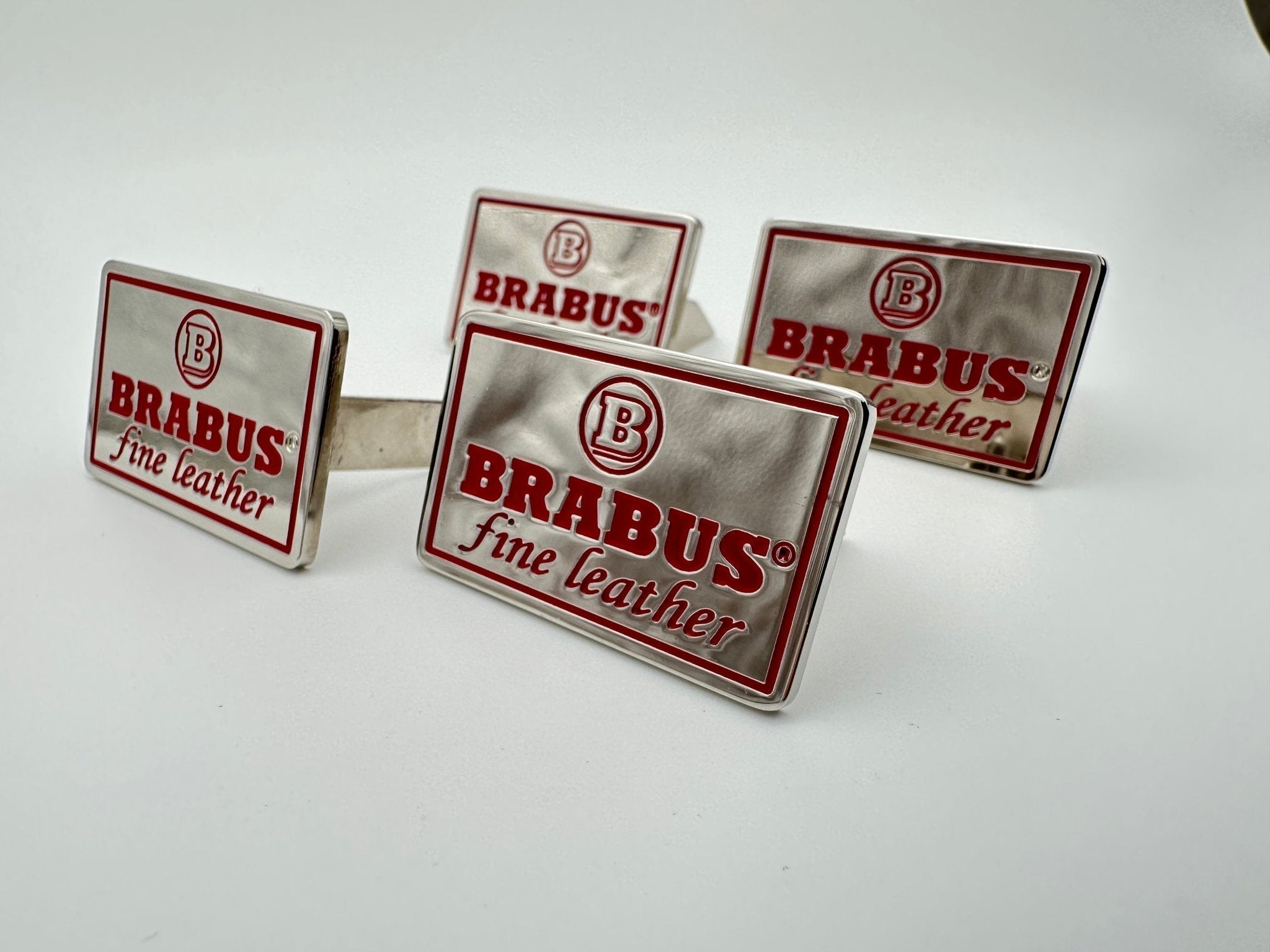 Metal Brabus Fine Leather silver red seats emblems badges logos set for Mercedes-Benz W463 W463A G-Class - Custom Class