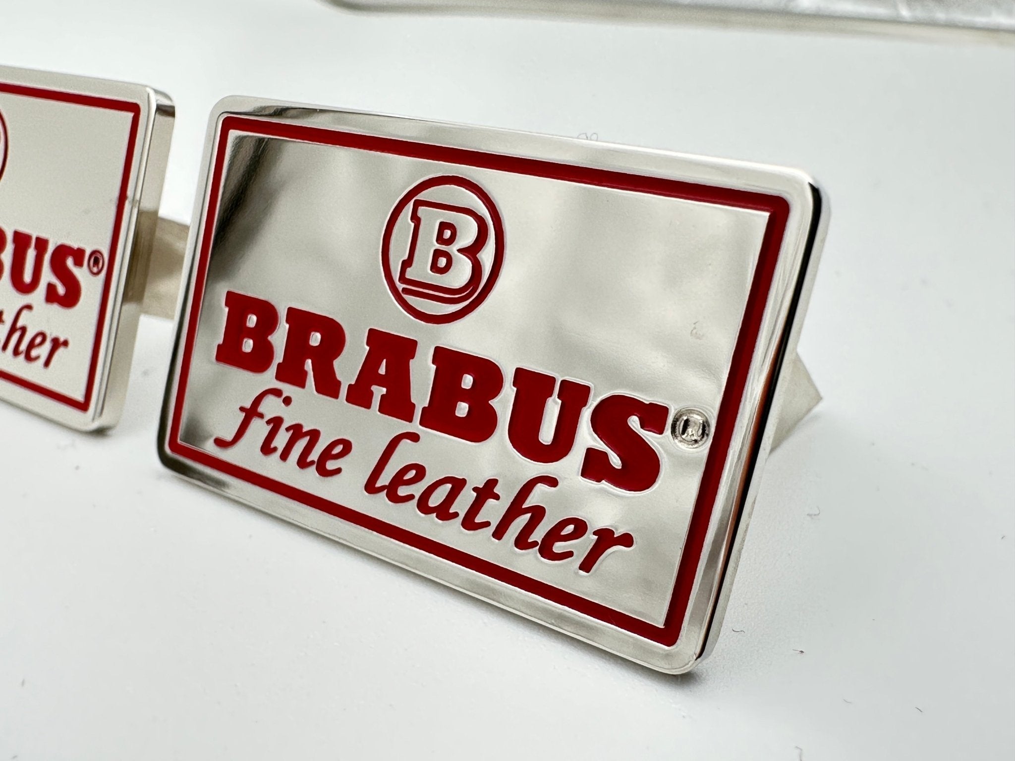 Metal Brabus Fine Leather silver red seats emblems badges logos set for Mercedes-Benz W463 W463A G-Class - Custom Class