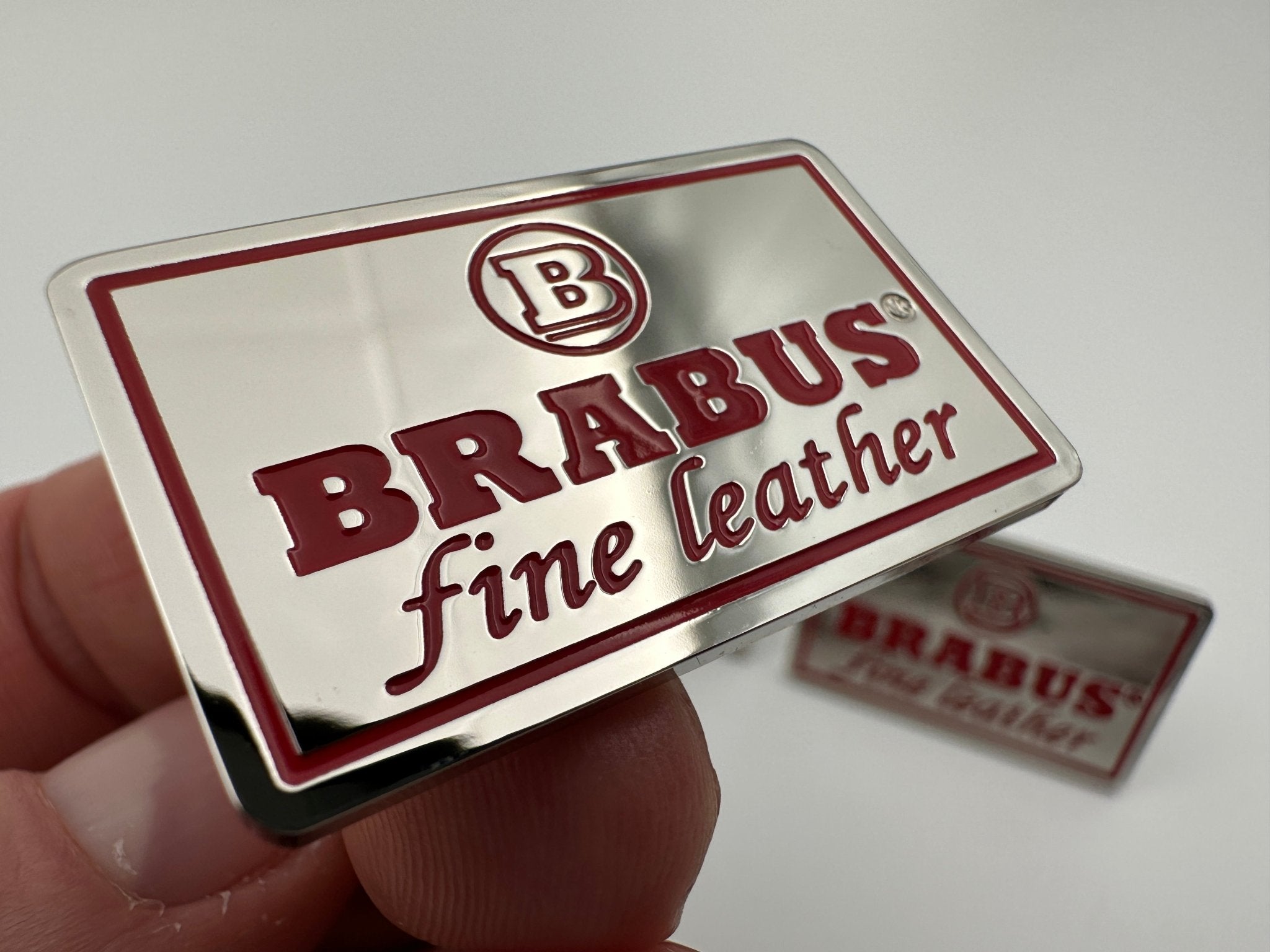Metal Brabus Fine Leather silver red seats emblems badges logos set for Mercedes-Benz W463 W463A G-Class - Custom Class
