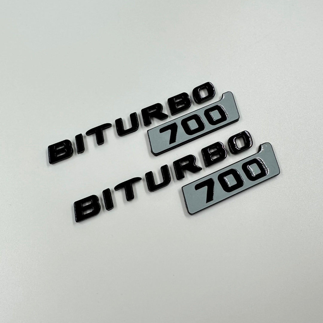 Metallic Gray Brabus 700 BITURBO Style Side Plate logo badges set for Mercedes-Benz W463A W464 G-Class