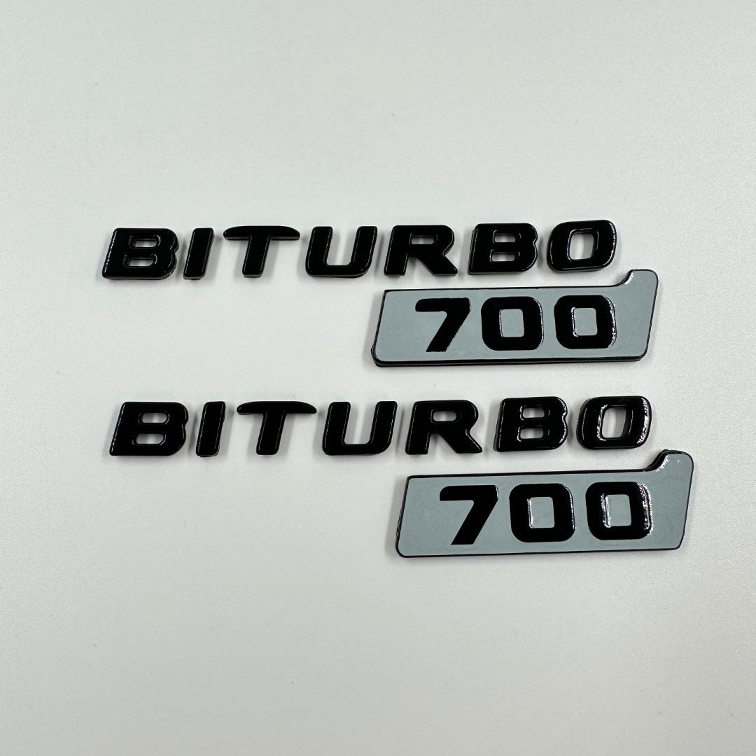 Metal Gray Brabus 700 BITURBO Style Side Plate logo badges set for Mercedes-Benz W463A W465 G-Class - Custom Class