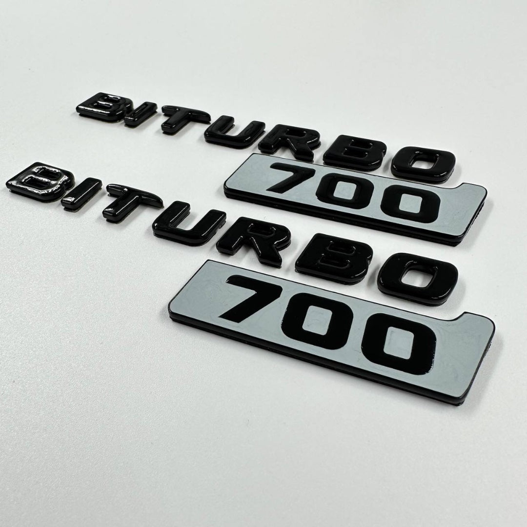 Metal Gray Brabus 700 BITURBO Style Side Plate logo badges set for Mercedes-Benz W463A W465 G-Class - Custom Class