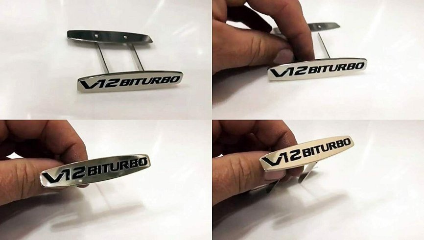 Metal V12 biturbo seats emblems badges logos set for Mercedes-Benz W463A W464 G-Class - Custom Class