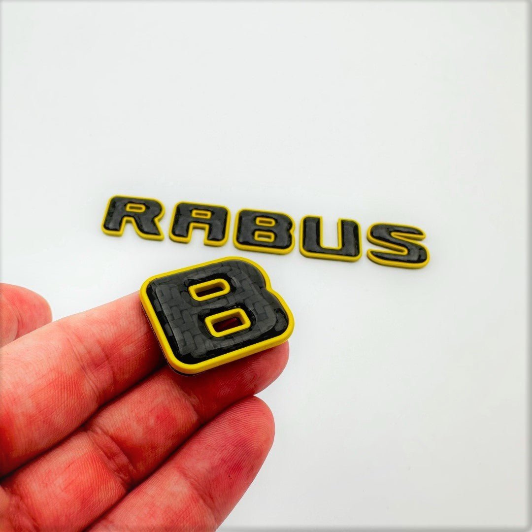 Metallic with carbon fiber Brabus yellow emblems badges set for Mercedes-Benz G-Class W463 W463A W464