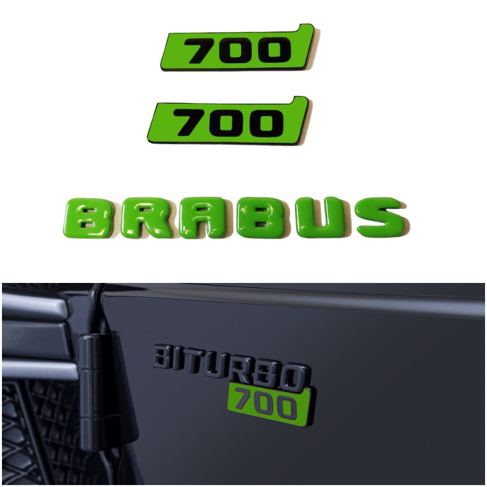 Metal Brabus Biturbo 700 green fender emblem logo badges for Mercedes-Benz W463 W463A W465 G-Class - Custom Class