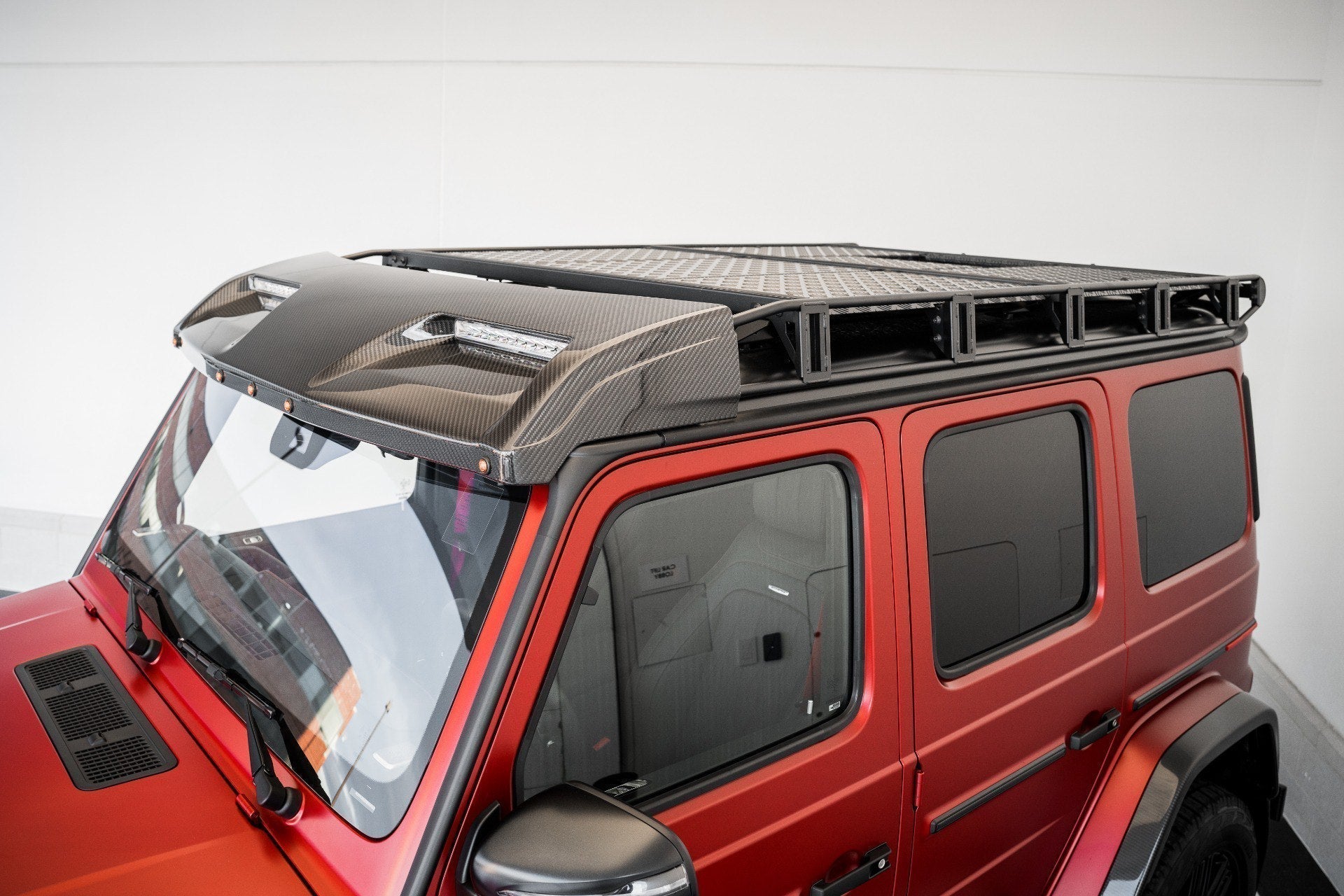OEM Front roof carbon spoiler 4x4 with original LEDs for Mercedes W463A W464 - Custom Class