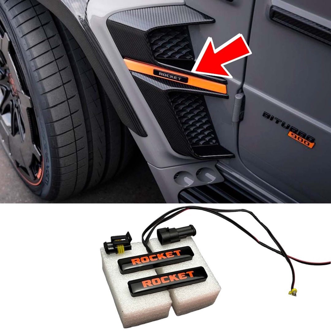 ORANGE LED Brabus Rocket emblem for fender inserts Brabus Widestar body kit Mercedes W463A - Custom Class