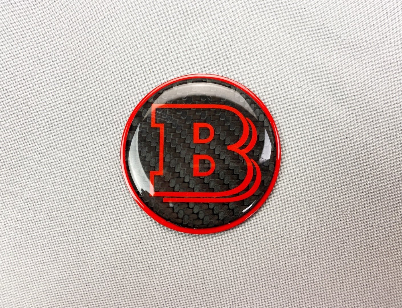 Red Brabus Badge Logo Emblem 55mm Metal + Carbon for Hood - Mercedes-Benz G-Wagon W463 W463A - Custom Class
