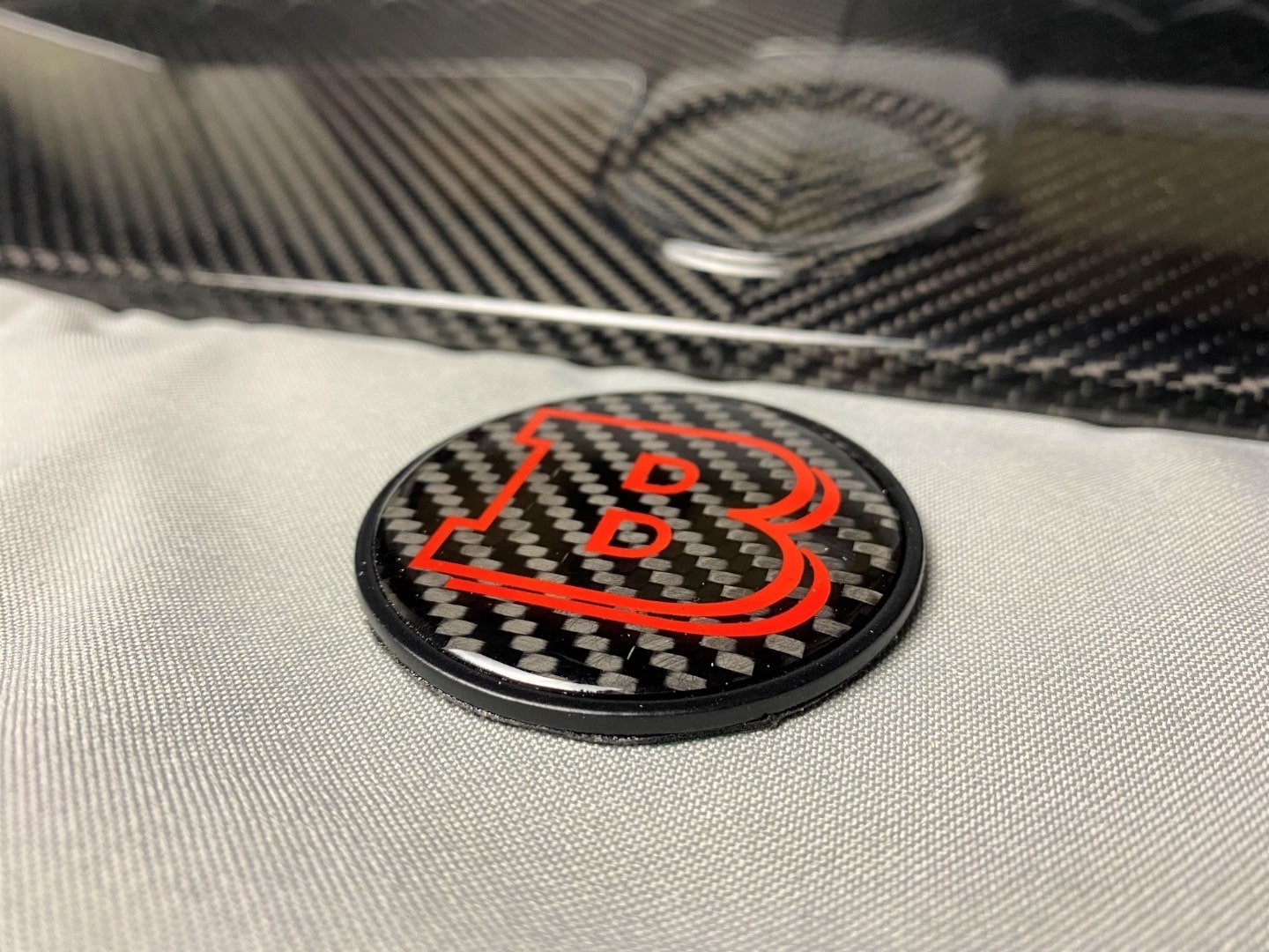 Brabus Carbon Badge Logo Emblem in Black and Red for Hood - Mercedes-Benz G-Wagon W463 W463A - Custom Class