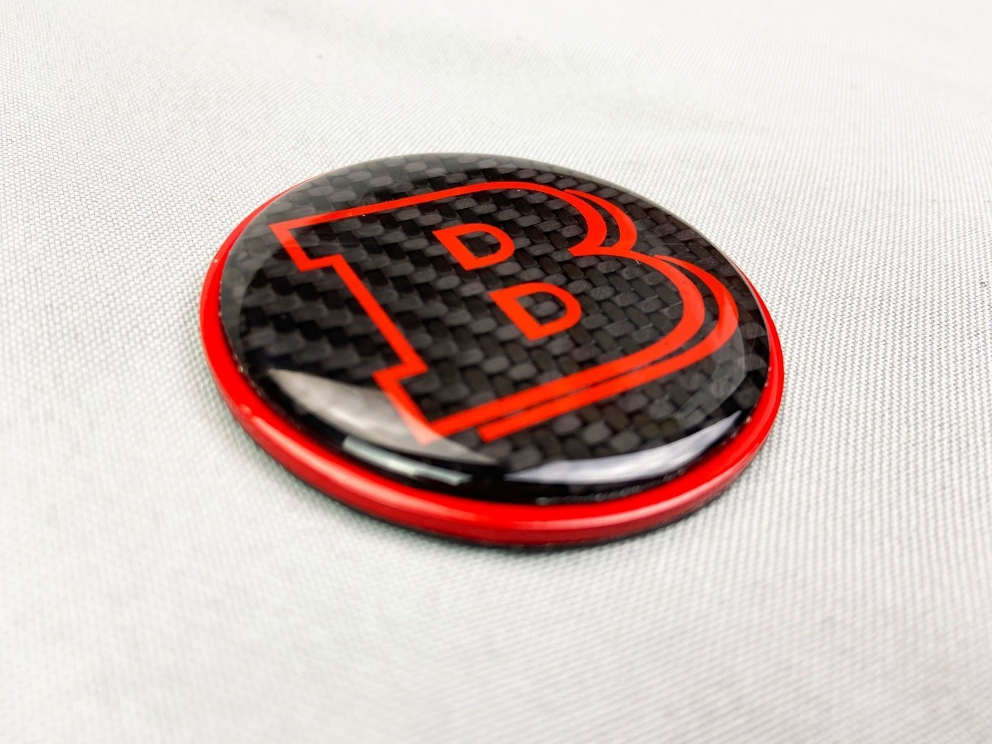 Red Brabus Badge Logo Emblem 55mm Metal + Carbon for Hood - Mercedes-Benz G-Wagon W463 W463A - Custom Class