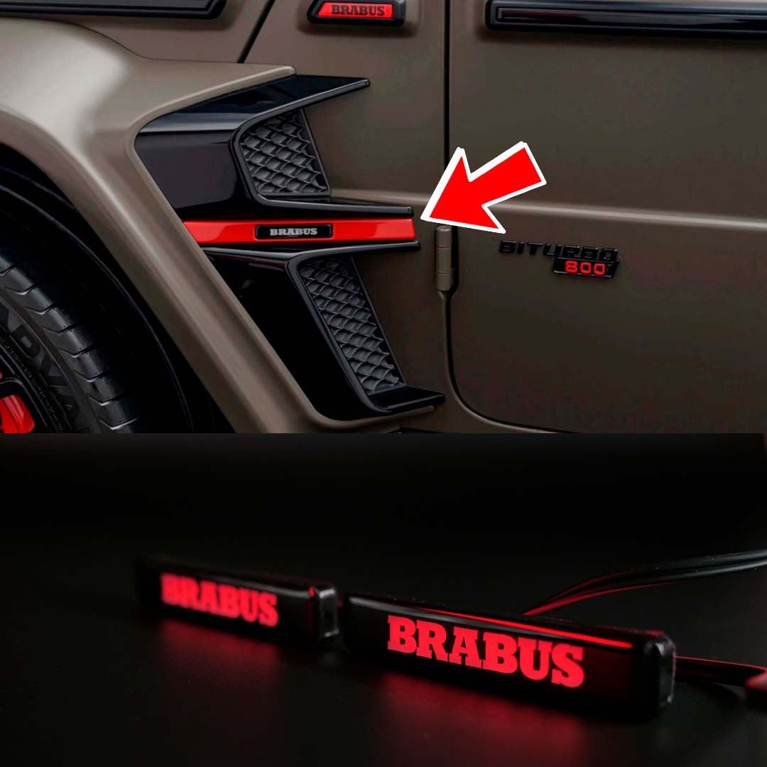 Red Brabus LED emblem for fender inserts Brabus Widestar body kit Mercedes W463A - Custom Class