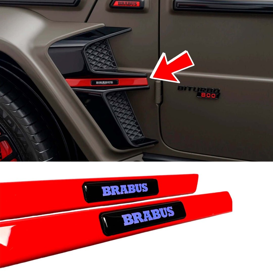 RED Fender Insert LED BLUE Emblem Brabus Style Badge for Mercedes G Wagon W463A - Custom Class