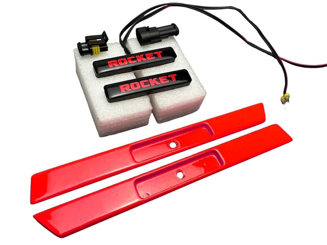 RED LED Brabus Rocket emblem for fender inserts Brabus Widestar body kit Mercedes W463A - Custom Class