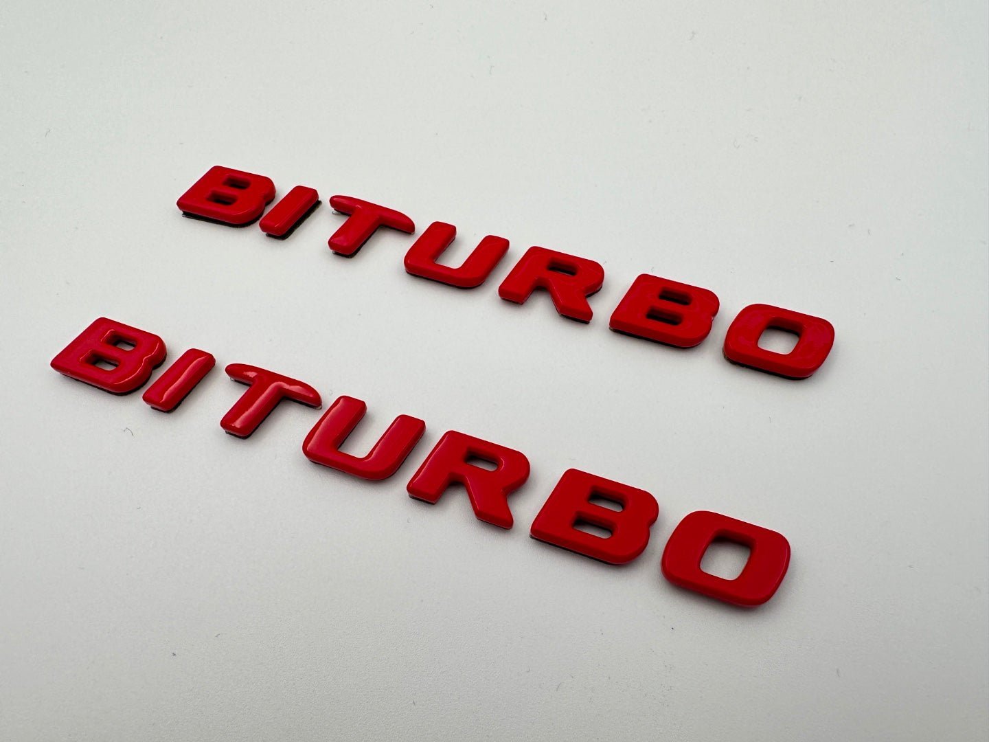 Red Metal Brabus BITURBO Side logo badge set for Mercedes-Benz W463A W465 - Custom Class