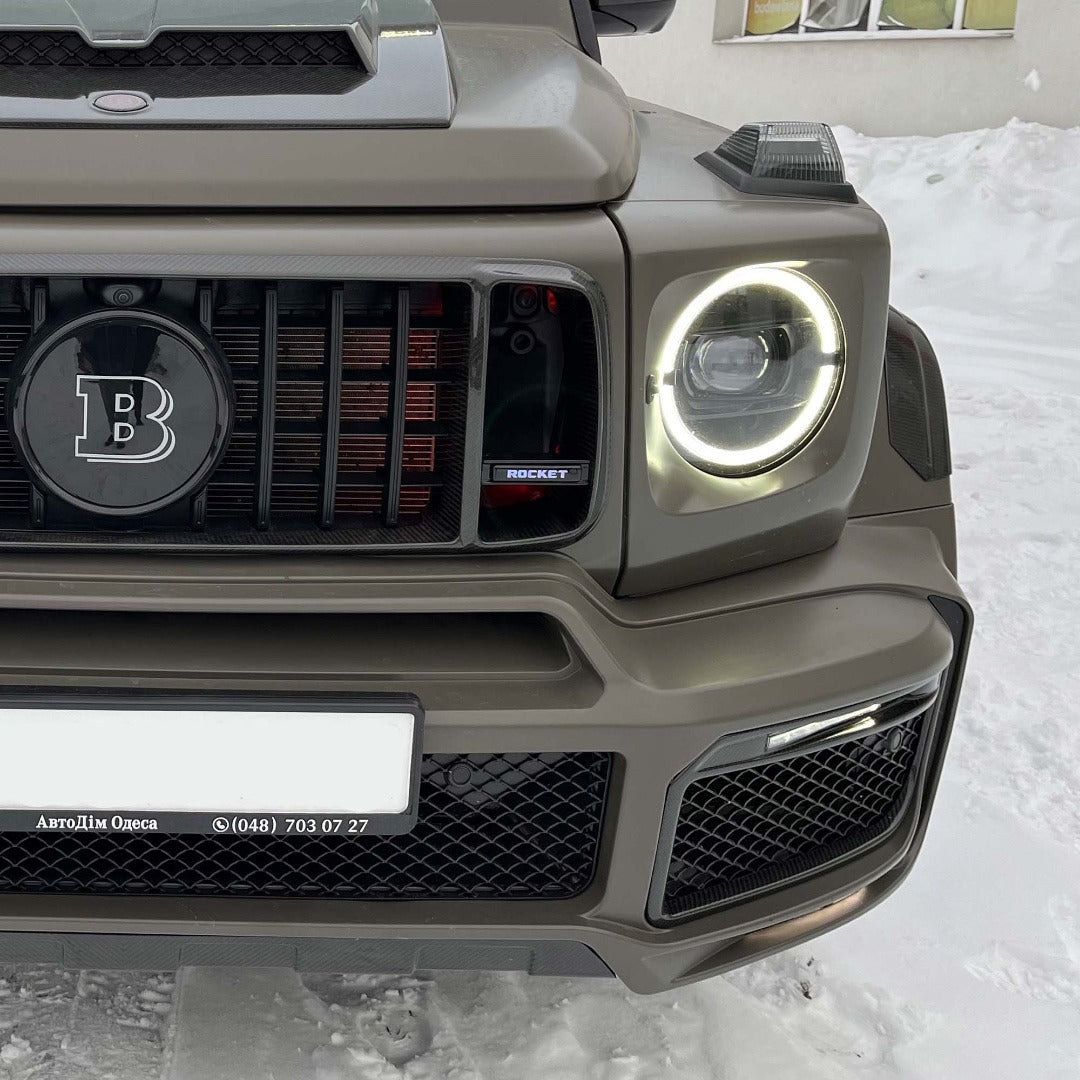 Rocket style Brabus front grille blue LED illuminated logo badge emblem for Mercedes Benz G-Wagon W463A W464 2018+ - Custom Class