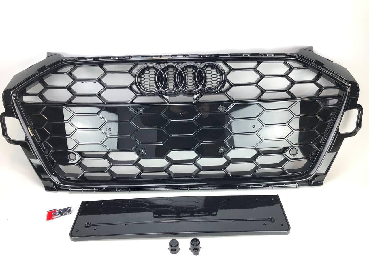 RS4 BLACK front bumper radiator grille for Audi A4 S4 B9.5 2020+ - Custom Class