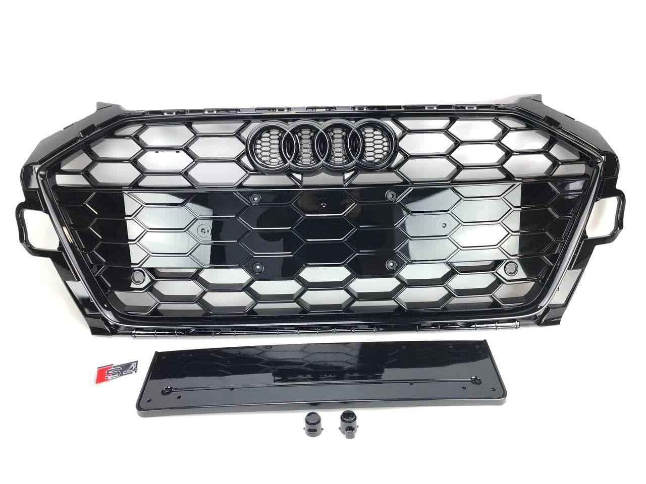 RS4 BLACK front bumper radiator grille for Audi A4 S4 B9.5 2020+ - Custom Class