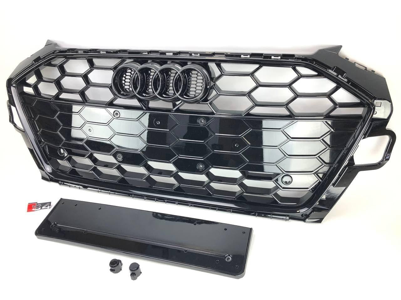 RS4 BLACK front bumper radiator grille for Audi A4 S4 B9.5 2020+ - Custom Class