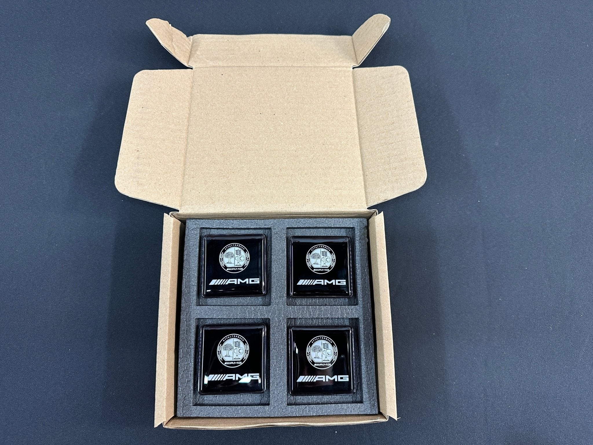 Seats Emblem set in black color with AMG Affalterbach logo for Mercedes-Benz - Custom Class