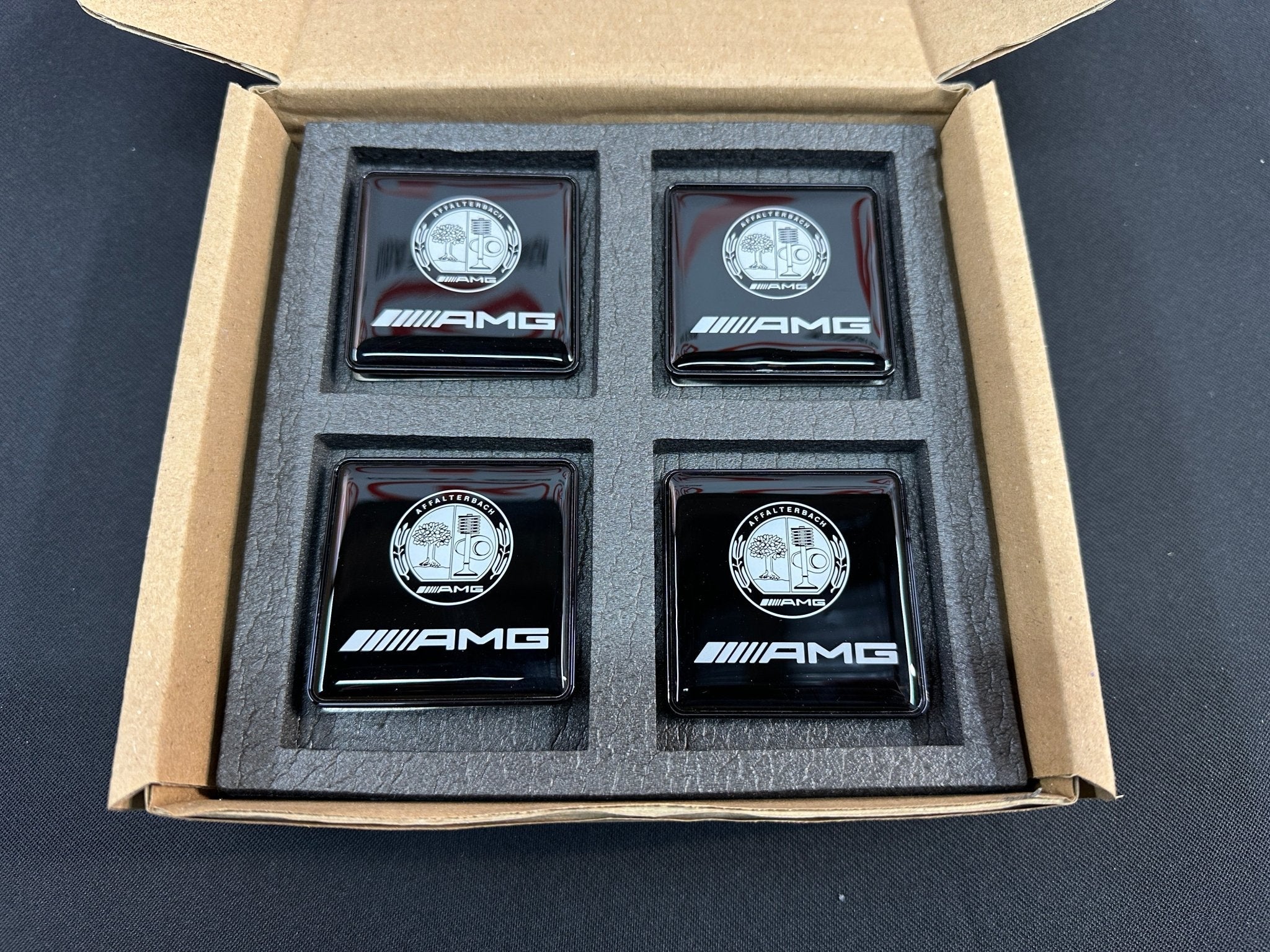 Seats Emblem set in black color with AMG Affalterbach logo for Mercedes-Benz - Custom Class