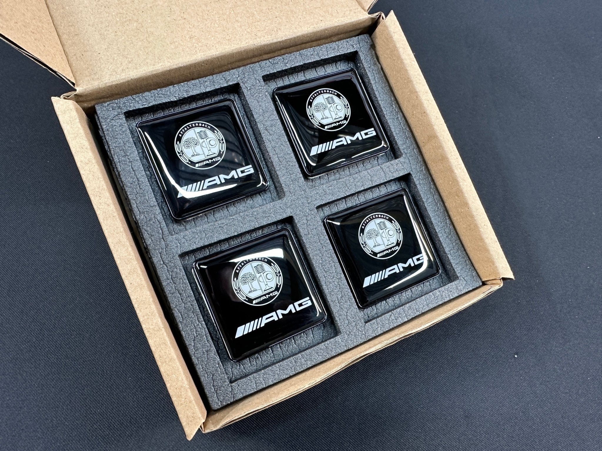 Seats Emblem set in black color with AMG Affalterbach logo for Mercedes-Benz - Custom Class