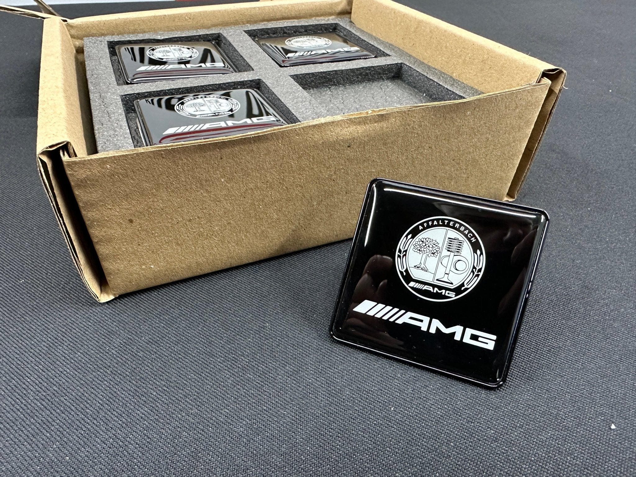 Seats Emblem set in black color with AMG Affalterbach logo for Mercedes-Benz - Custom Class