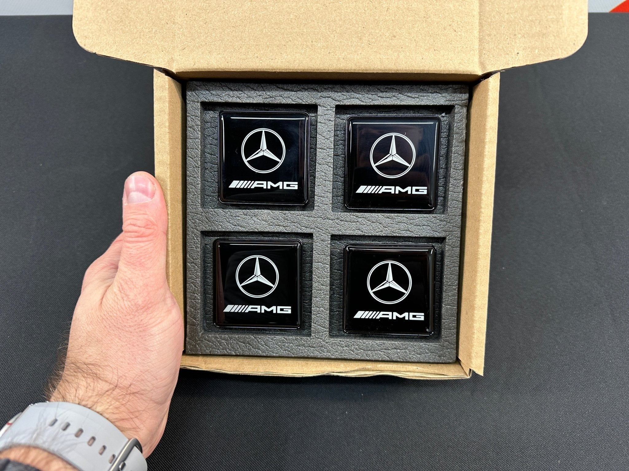 Seats Emblem set in black color with AMG Mercedes-Benz logo - Custom Class