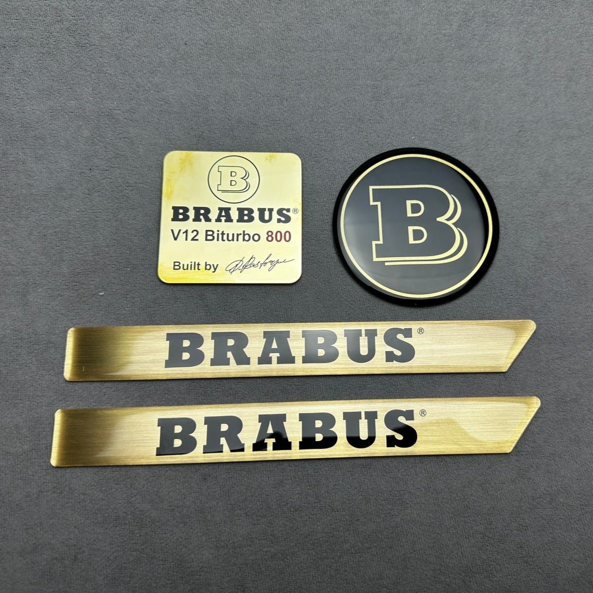 Set of engine cover badges emblems 4 pcs golden Brabus style for Mercedes-Benz AMG M275 V12 biturbo engine - Custom Class