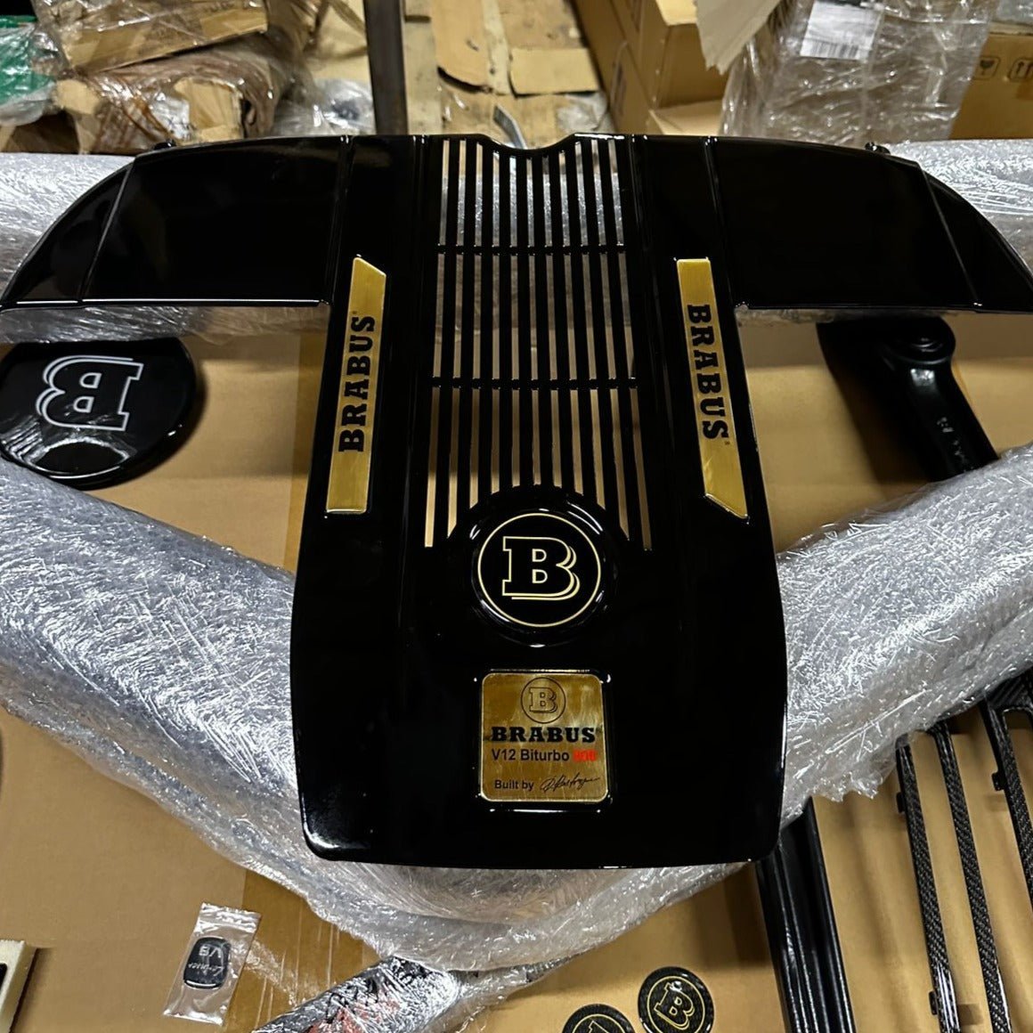 Set of engine cover badges emblems 4 pcs golden Brabus style for Mercedes-Benz AMG M275 V12 biturbo engine - Custom Class