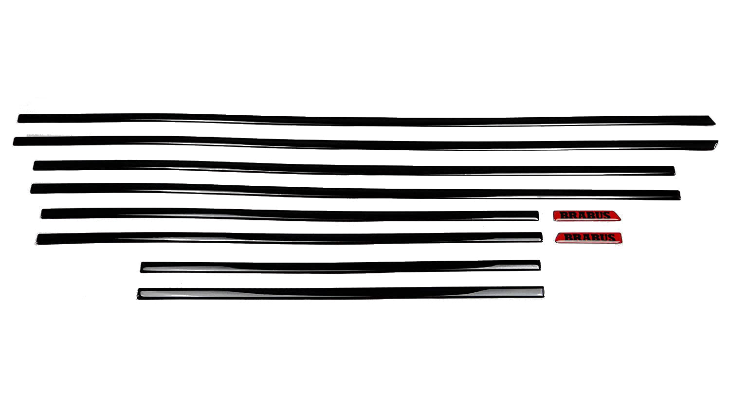 Side Body piano black Brabus style glossy moulding insertions 10 pcs for Mercedes W463A - Custom Class