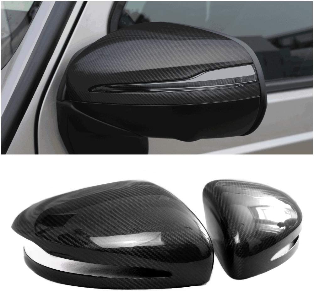 Mirror Covers – Side View Carbon Fiber Mirror Caps for Mercedes-Benz G-Class W463A W464, designed for installation over existing mirrors with a high-gloss or matte finish.