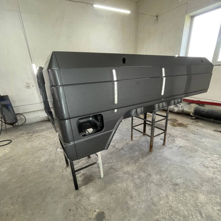 Stainless steel rear pickup body kit for conversion of regular G-Class W463 to 6x6 from Custom Class, includes body, glass, seals, rear door, yacht wood flooring, and body arch.