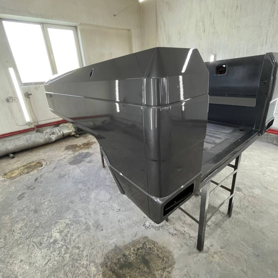 Stainless steel rear pickup body kit for conversion of regular G-Class W463 to 6x6 from Custom Class, includes body, glass, seals, rear door, yacht wood flooring, and body arch.