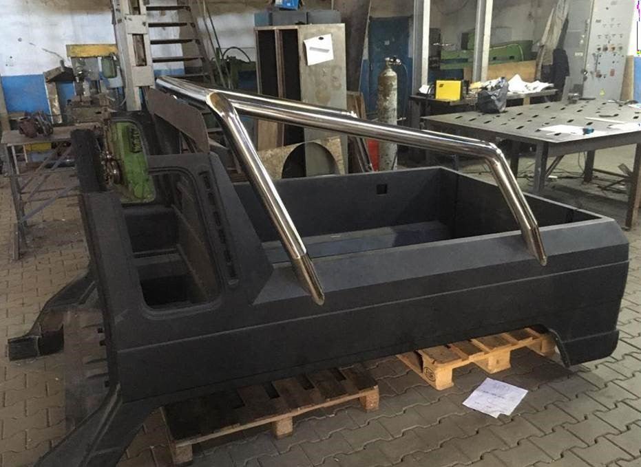 Stainless steel rear pickup body kit for conversion of regular G-Class W463 to 6x6 from Custom Class, includes body, glass, seals, rear door, yacht wood flooring, and body arch.