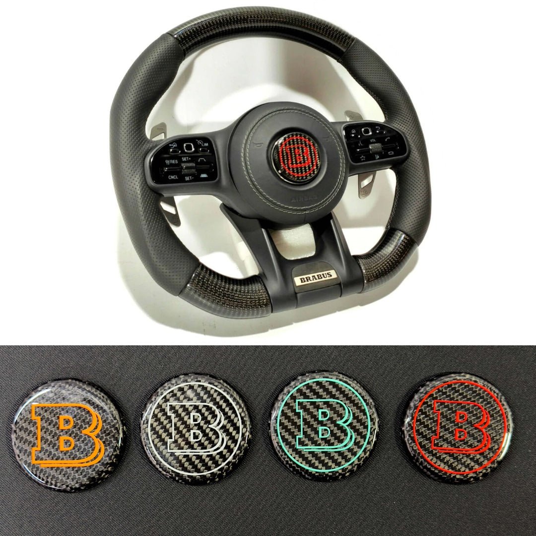 Steering wheel cap badge carbon fiber BRABUS 57mm for Mercedes-Benz cars - Custom Class