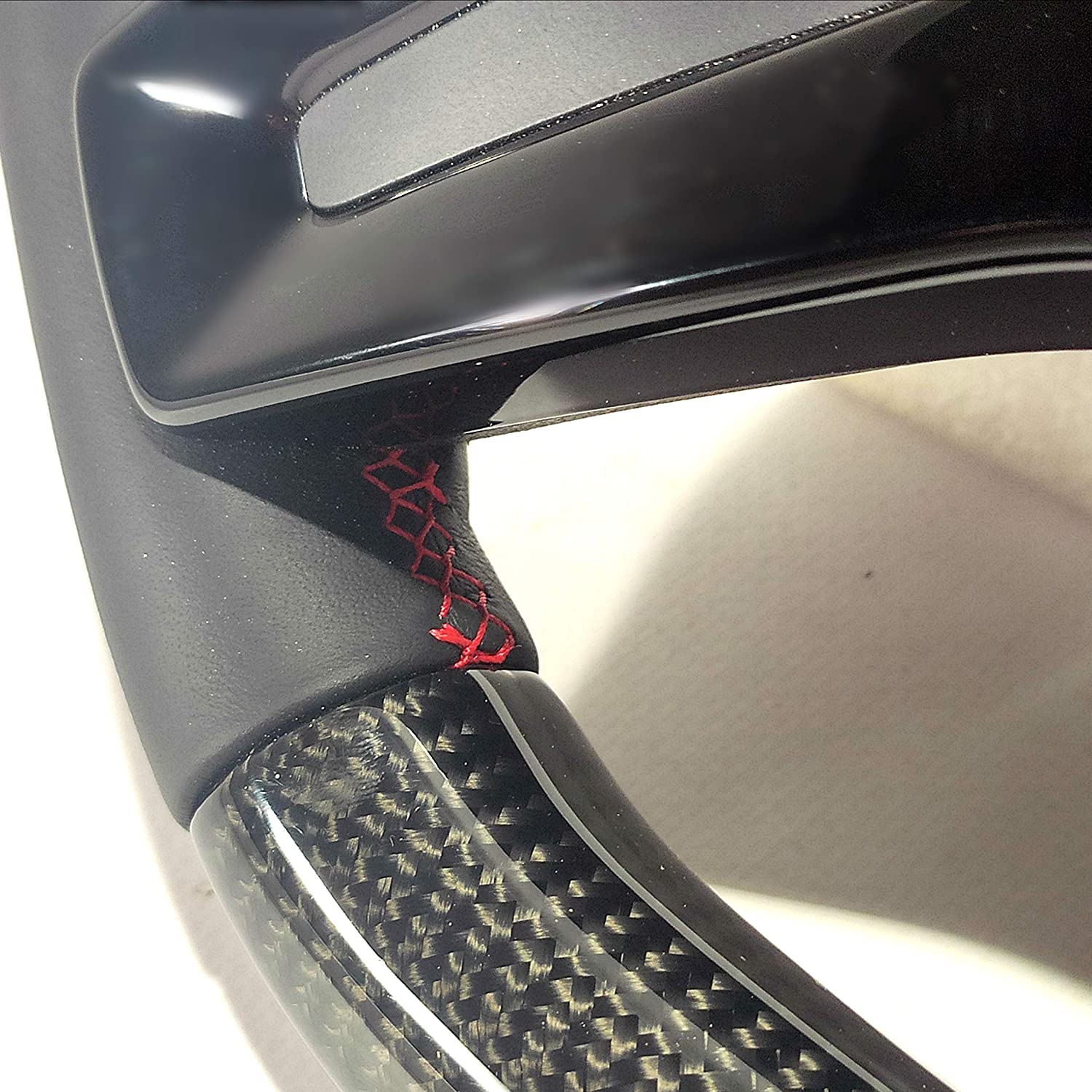 Steering Wheel Carbon Fiber Black Gloss Center Leather red stitched for Mercedes-Benz G-Wagon W463 - Custom Class